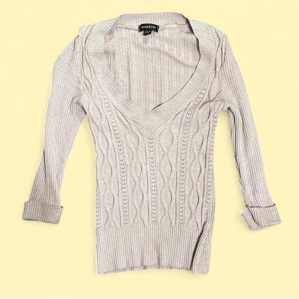 SOLD bebe Light Gray V-Neck Sweater